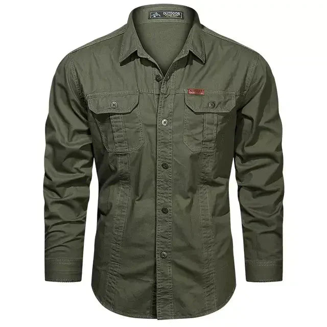 Camisa Masculina Manga Longa Militar - Lojas Rafinno