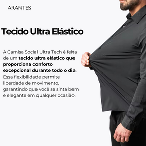 Compre 1 Leve 2 | Camisa Social Ultra Confort Anti amassados + Relogio de Brinde