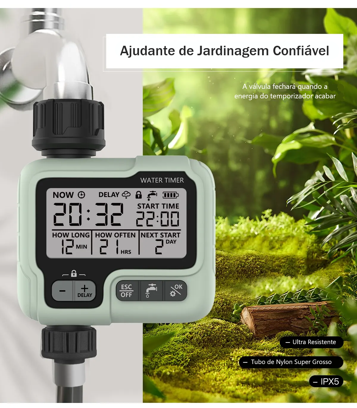 Temporizador de Água Inteligente para Jardim AquaTimer Pro