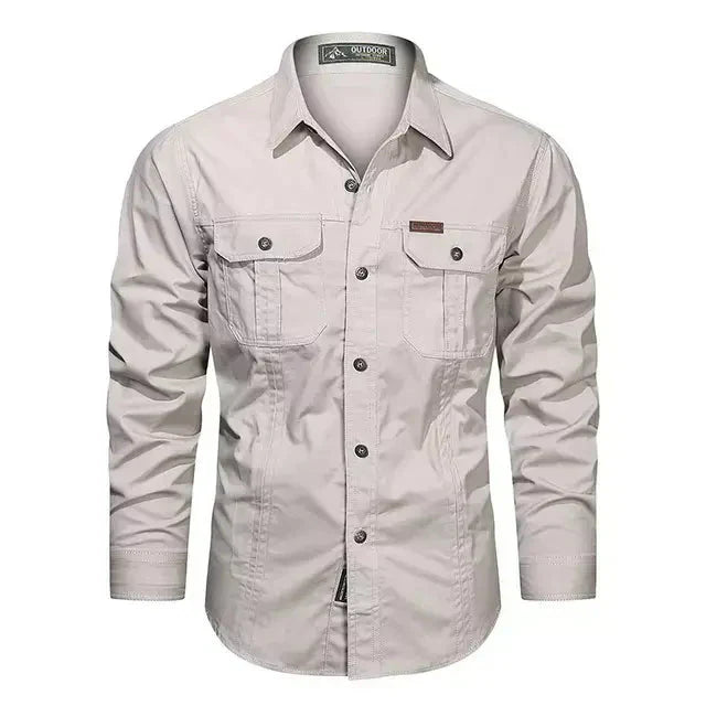 Camisa Masculina Manga Longa Militar - Lojas Rafinno