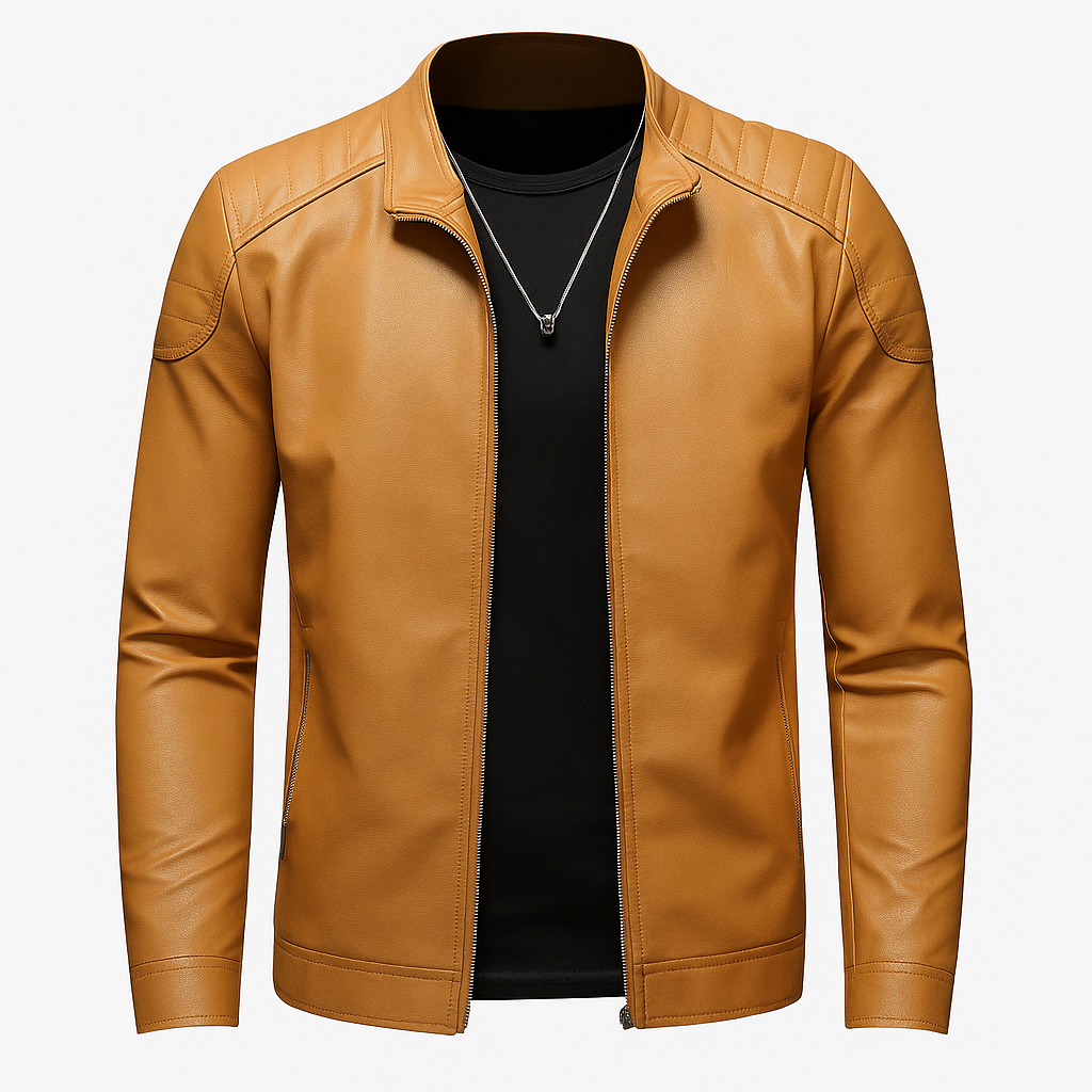 Jaqueta de Couro Motociclista Masculina