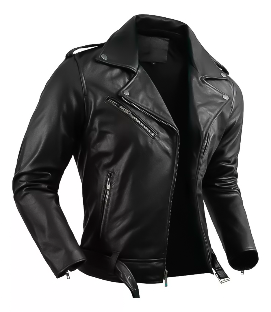 Jaqueta Masculina de Couro Nobre com Cinto Frontal - Lojas Rafinno