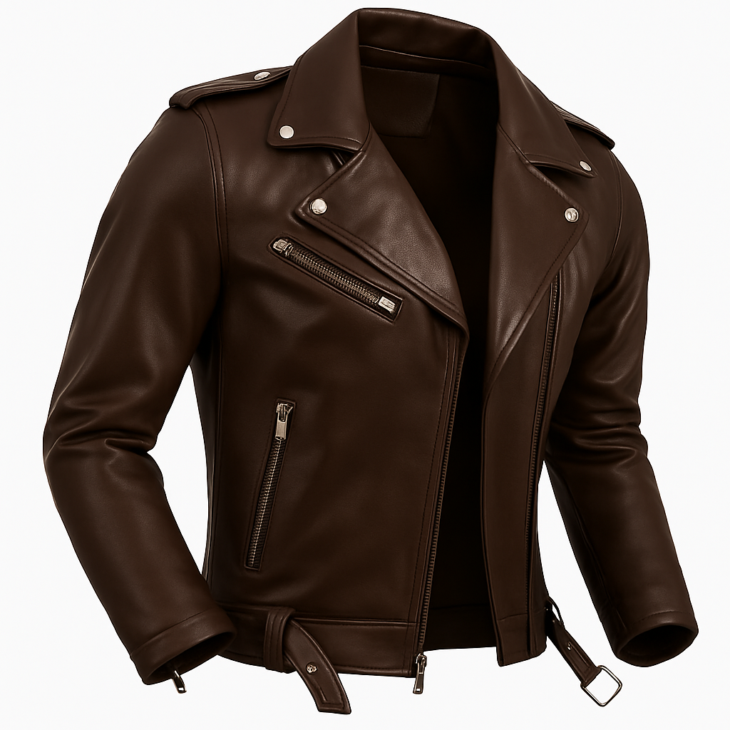 Jaqueta Masculina de Couro Nobre com Cinto Frontal - Lojas Rafinno