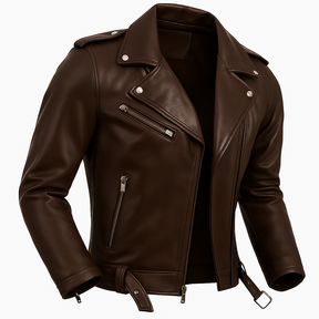 Jaqueta Masculina de Couro Nobre com Cinto Frontal - Lojas Rafinno