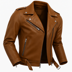 Jaqueta Masculina de Couro Nobre com Cinto Frontal - Lojas Rafinno