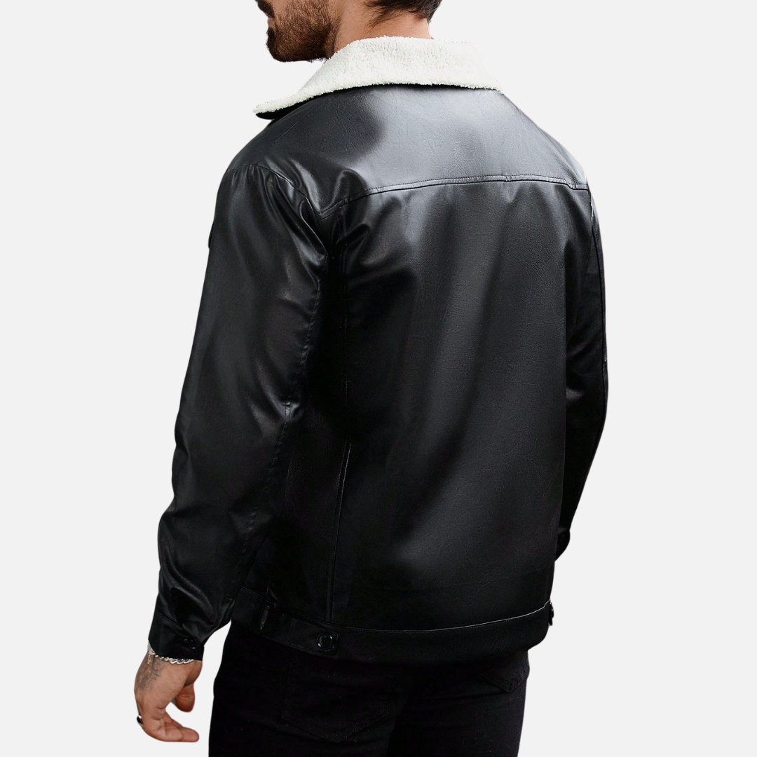 Jaqueta de Couro Masculina Rafinno com Gola Forrada - Lojas Rafinno