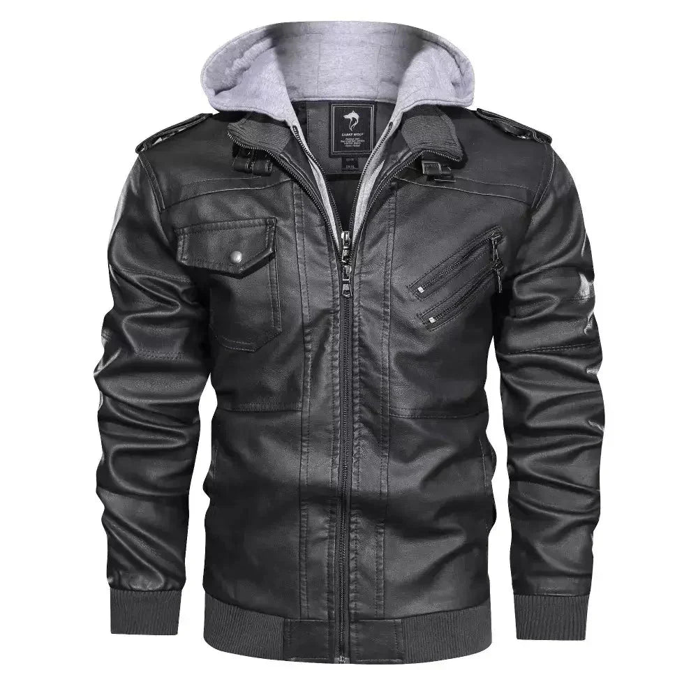 Jaqueta de Couro Masculina com Capuz - Lojas Rafinno