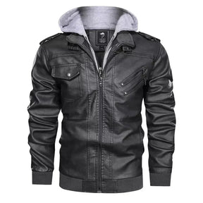 Jaqueta de Couro Masculina com Capuz - Lojas Rafinno