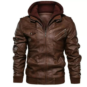 Jaqueta de Couro Masculina com Capuz - Lojas Rafinno