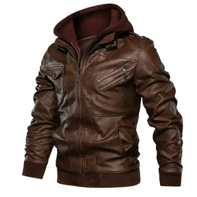 Jaqueta de Couro Masculina com Capuz - Lojas Rafinno