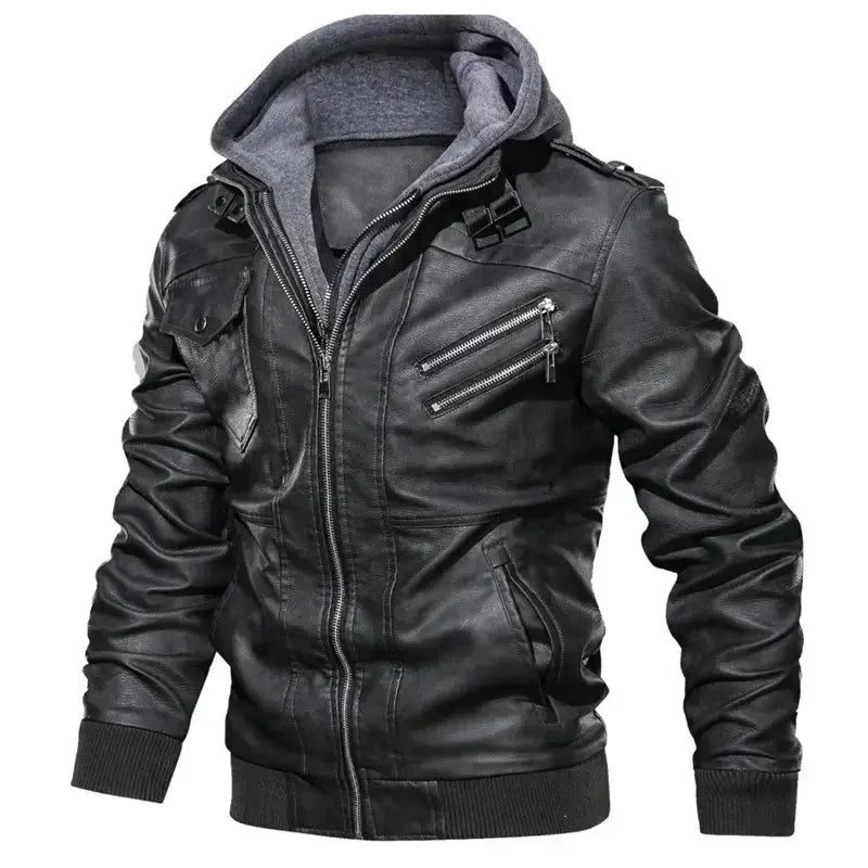 Jaqueta de Couro Masculina com Capuz - Lojas Rafinno