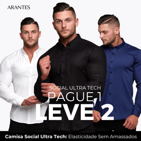 Compre 1 Leve 2 | Camisa Social Ultra Confort Anti amassados + Relogio de Brinde