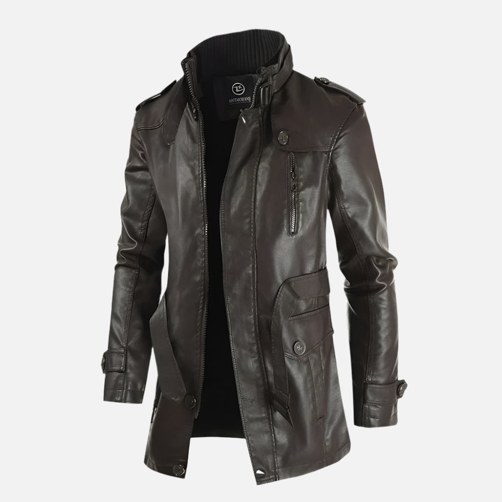 Jaqueta de Couro Masculina Sobretudo Rafinno