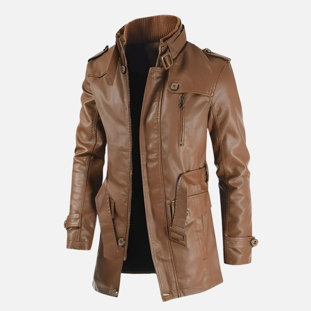 Jaqueta de Couro Masculina Sobretudo Rafinno