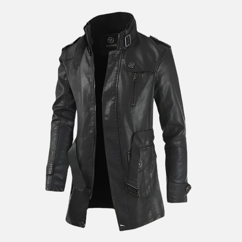 Jaqueta de Couro Masculina Sobretudo Rafinno