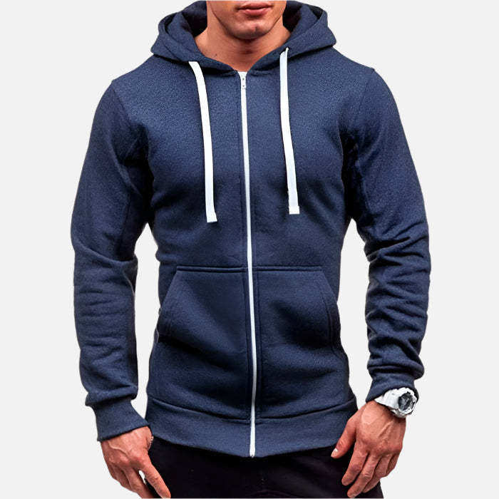 Jaqueta Casaco Moletom Masculina com Capuz e Zíper